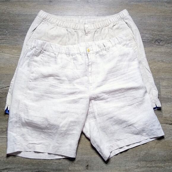 LOT of 2 Tommy Bahama Shorts Men Linen Marlin Pocket Drawstring Size 1XLB